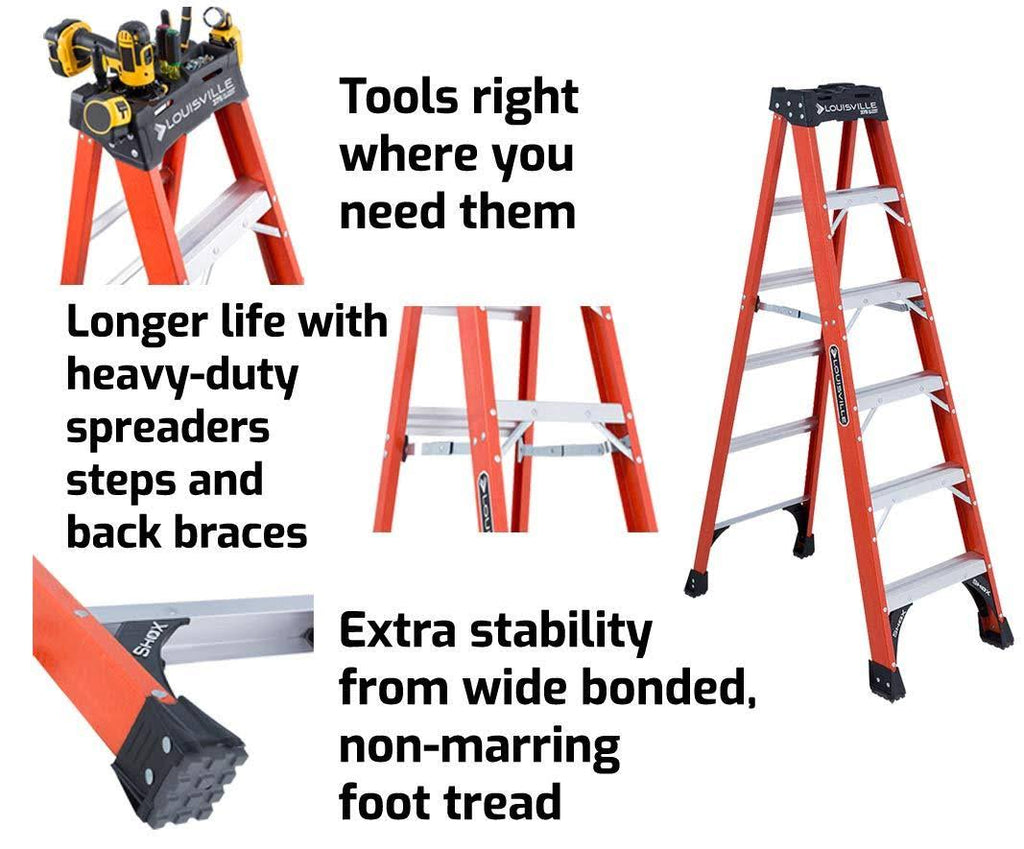 6foot Fiberglass Step Ladder, 375pound Capacity C806746