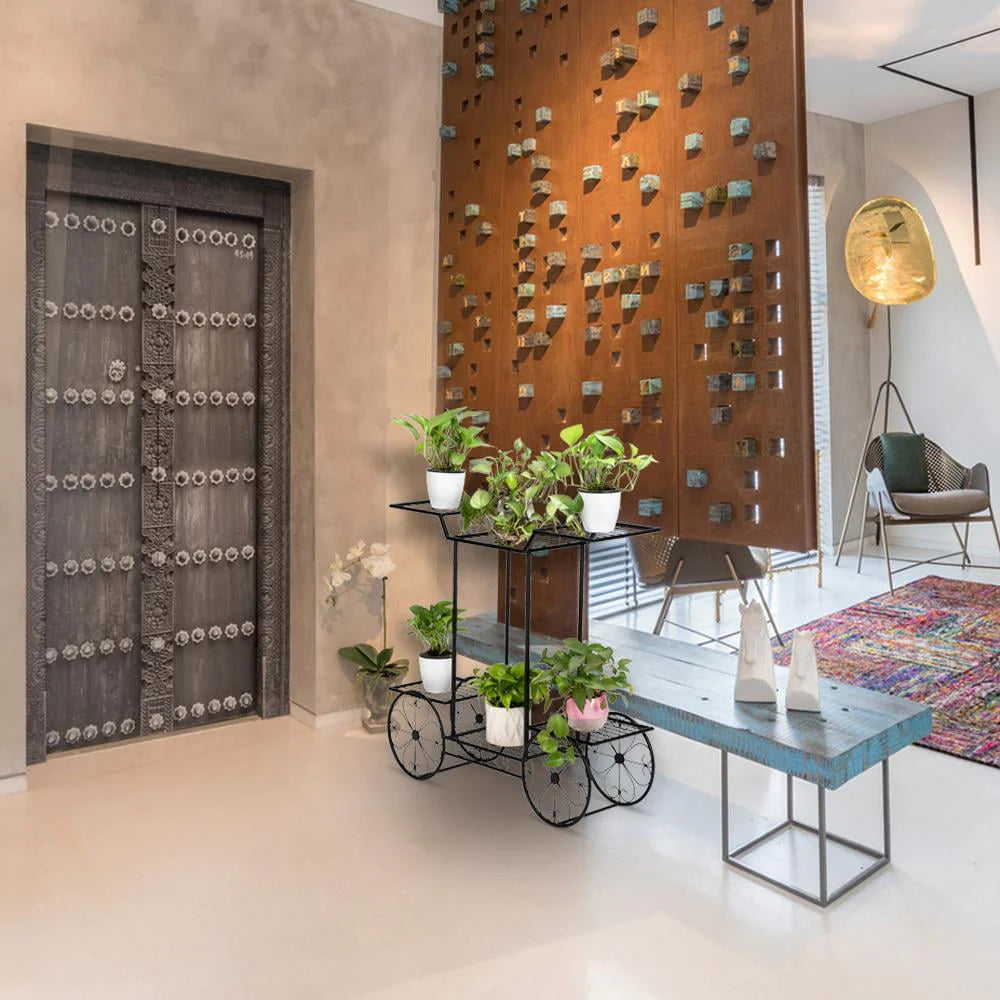 6-Tier Black Metal Plant Stand Y864786