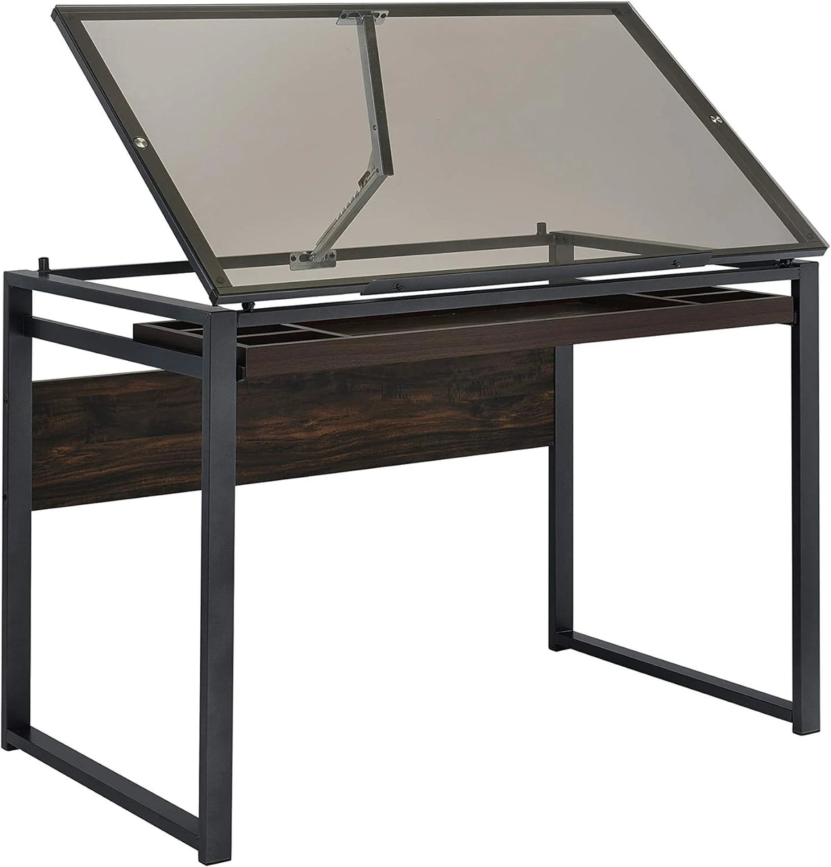 Dark Gunmetal and Chestnut Drafting Desk Q829501