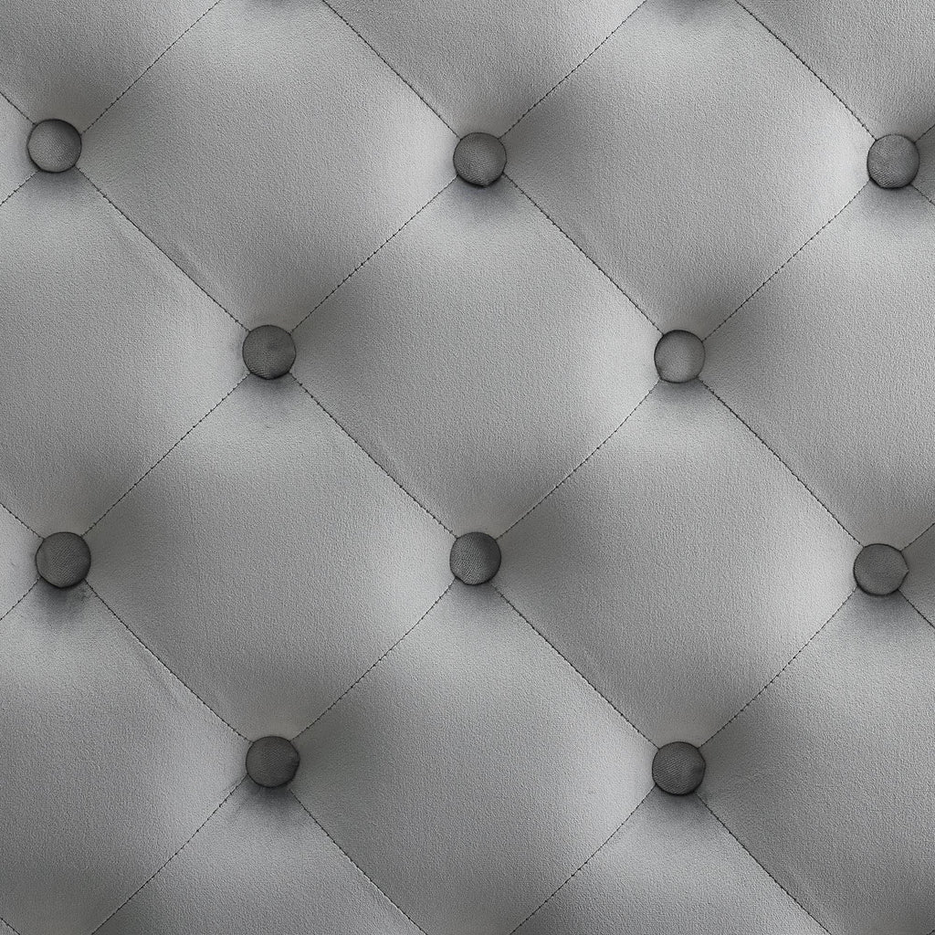 Gray Velvet Square Tufted Ottoman W5365