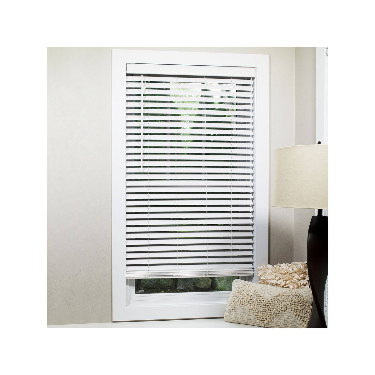 White Cordless Flat Slat Blind T22762