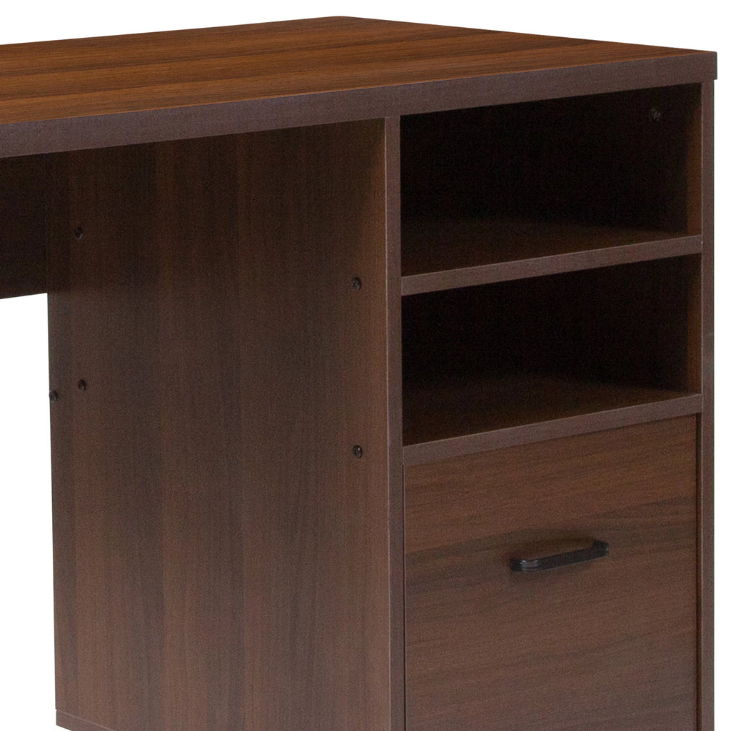 Rustic Coffee Wood Grain Computer Desk with Metal Frame K9371