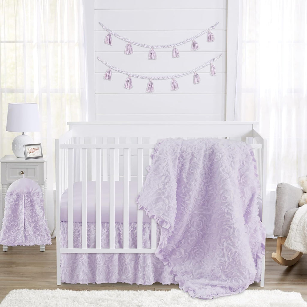 Purple Floral Rose Baby Girl Nursery Crib Bedding Set - 4 pieces M34821