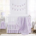 Purple Floral Rose Baby Girl Nursery Crib Bedding Set - 4 pieces M34821