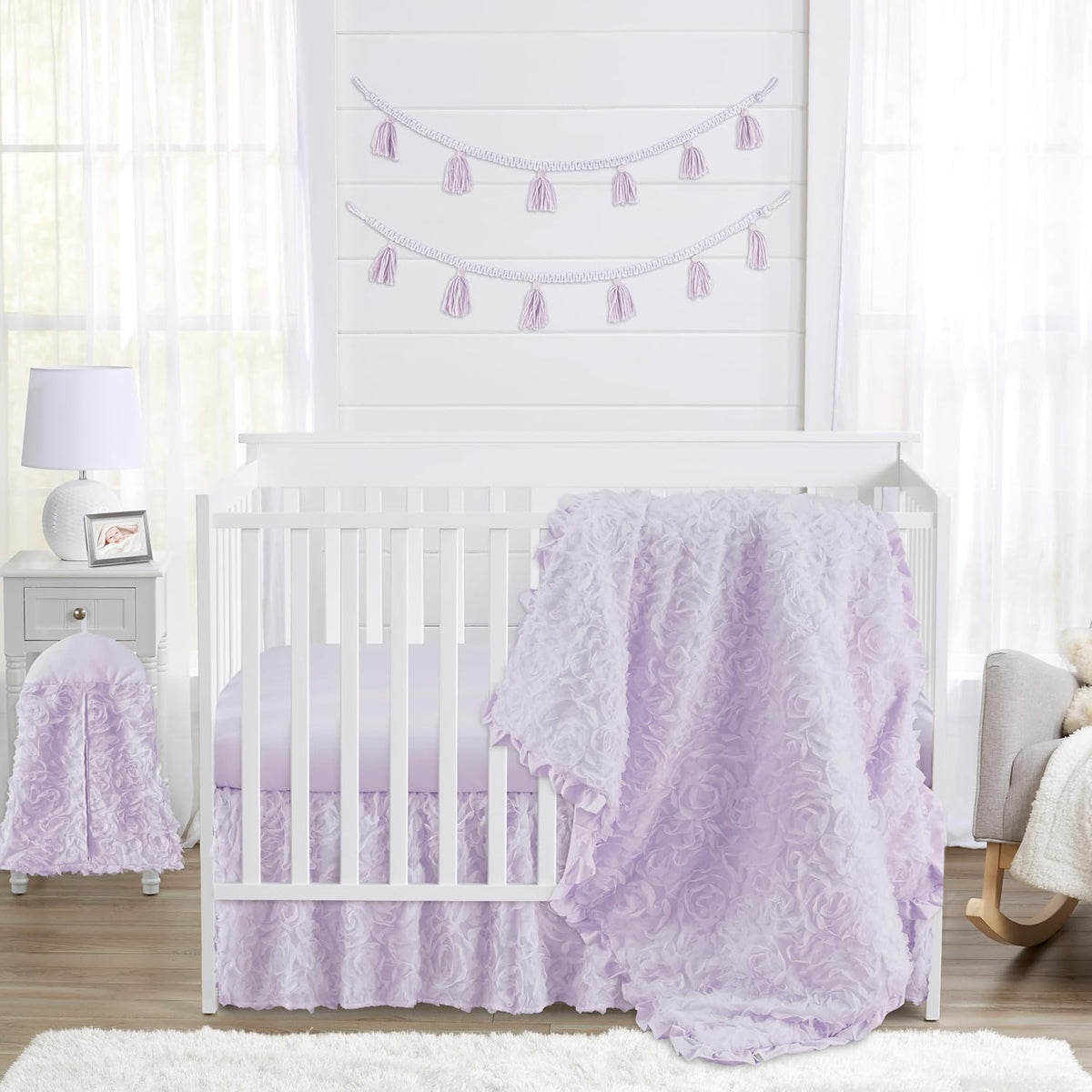 Purple Floral Rose Baby Girl Nursery Crib Bedding Set - 4 pieces M34821
