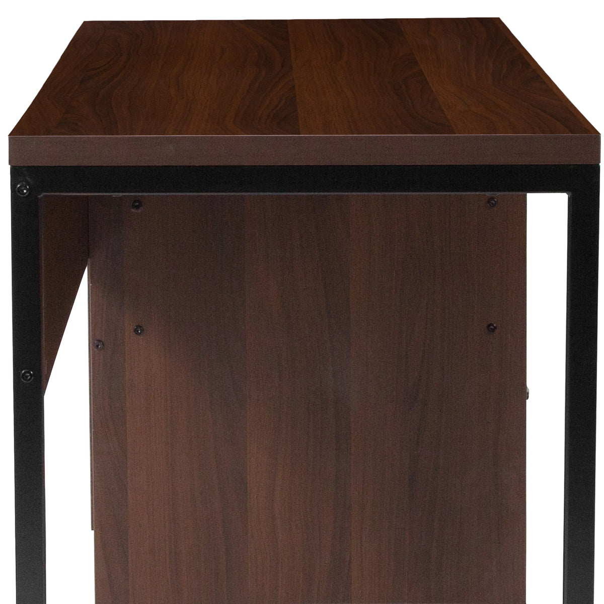 Rustic Coffee Wood Grain Computer Desk with Metal Frame K9371