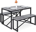 3-Piece Bench Style Dining Set 4-Person Brown/Black E21734