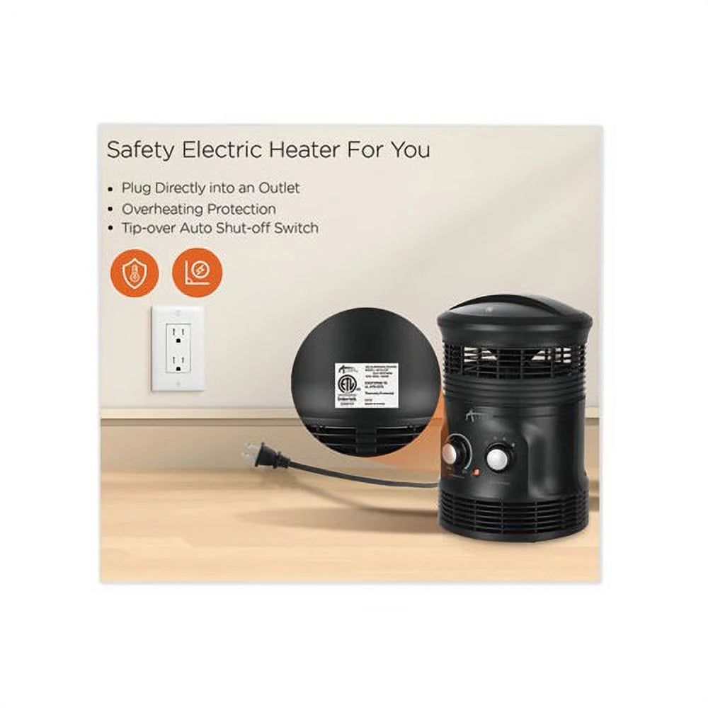 Circular Fan Forced Heater 8" x 8" x 12", Black T2343