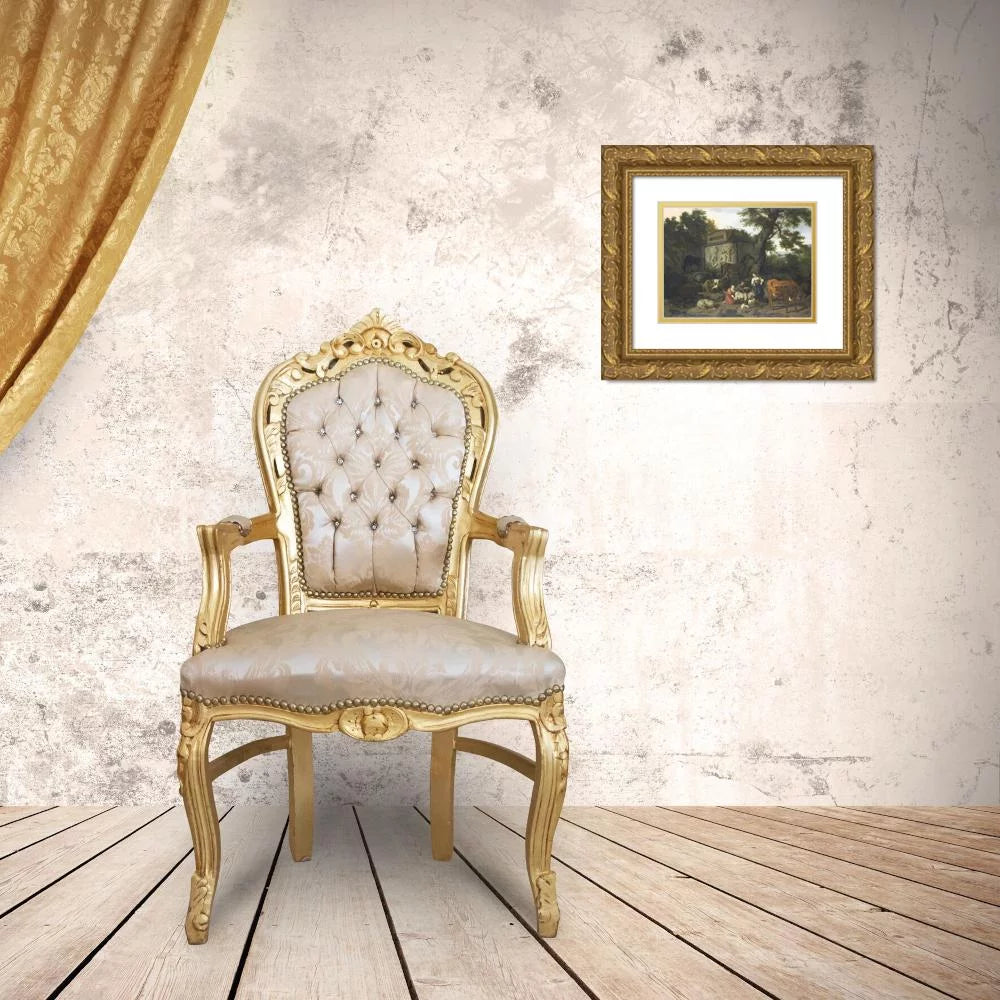 Gold Ornate Wood Frame Double Matted Museum Art Print O30046