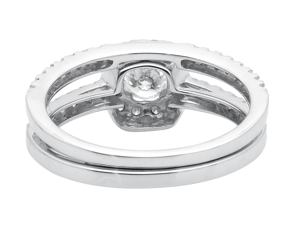 White Gold Halo Diamond Bridal Ring Set A4679