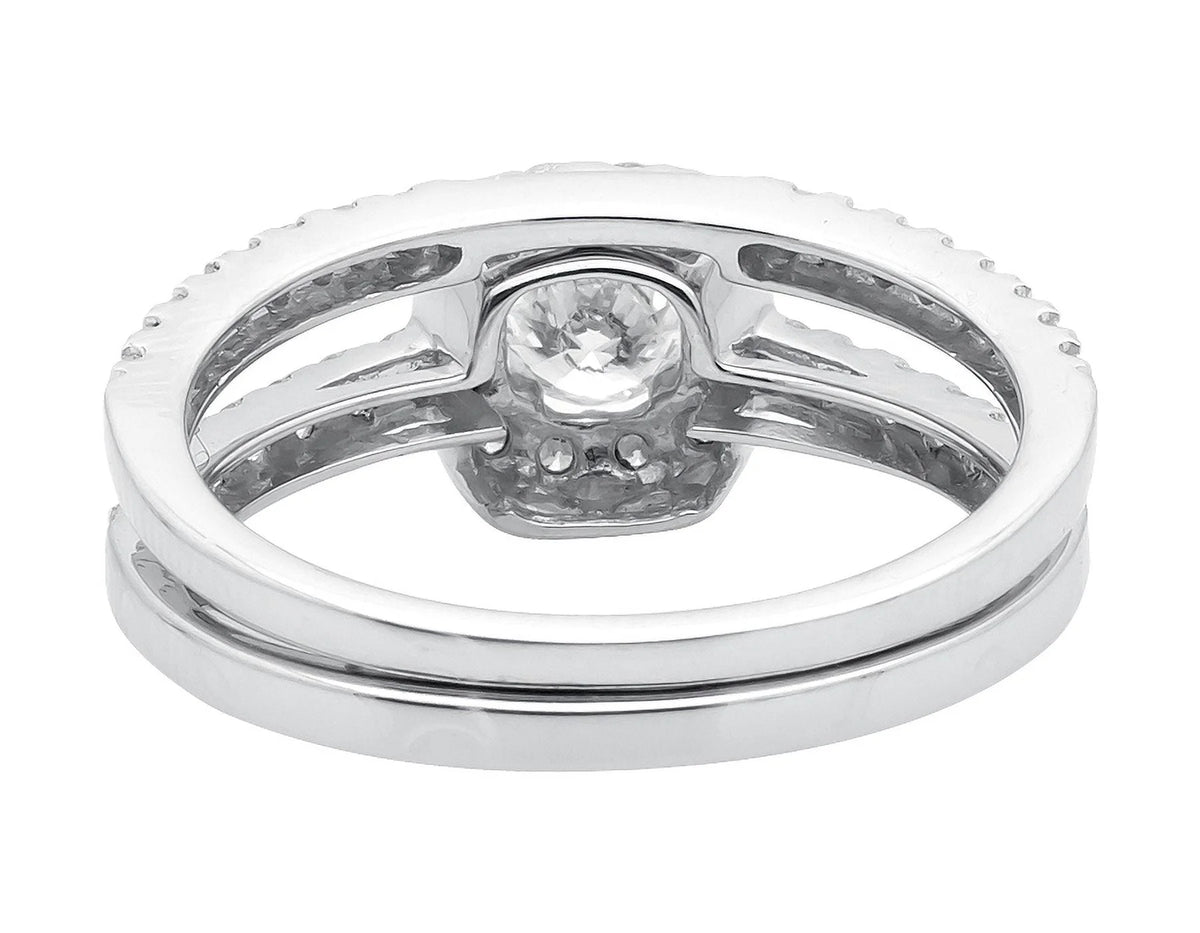 White Gold Halo Diamond Bridal Ring Set A4679