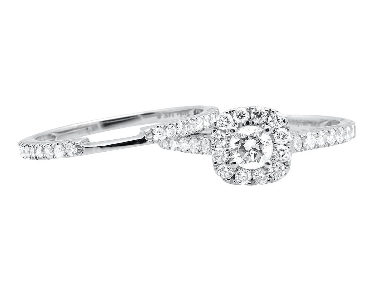 White Gold Halo Diamond Bridal Ring Set A4679