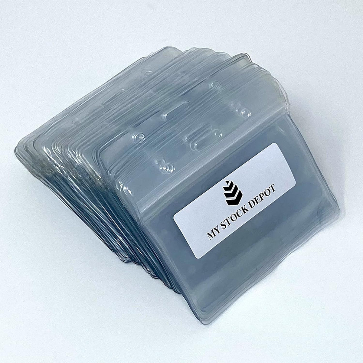 50 Pcs Clear Plastic Horizontal Name Tag Badge Id Card and 50 Pcs Blue Safety Breakaway Lanyards Z55266