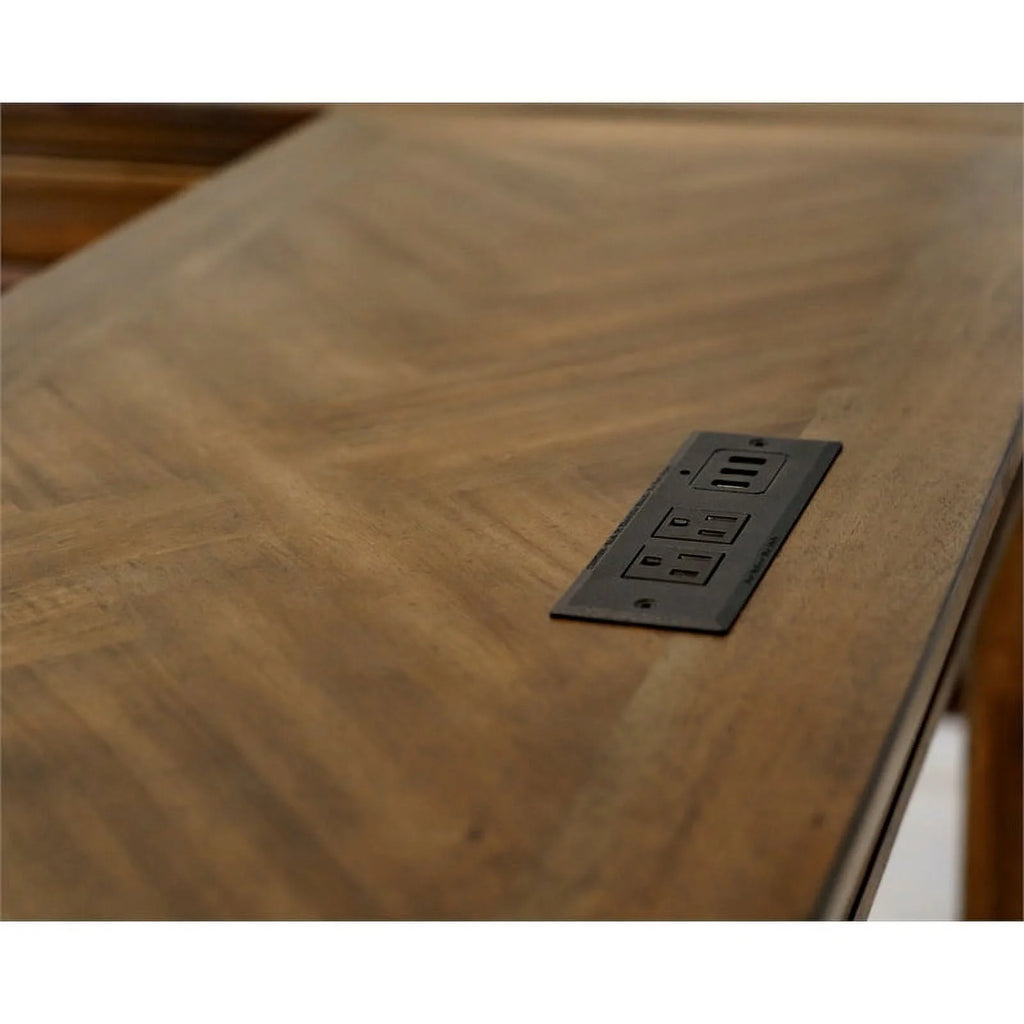 Natural Brown Wood L-Desk & Return Writing Table X534581