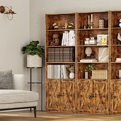 Industrial 6 Shelf Bookcase with Doors Y703