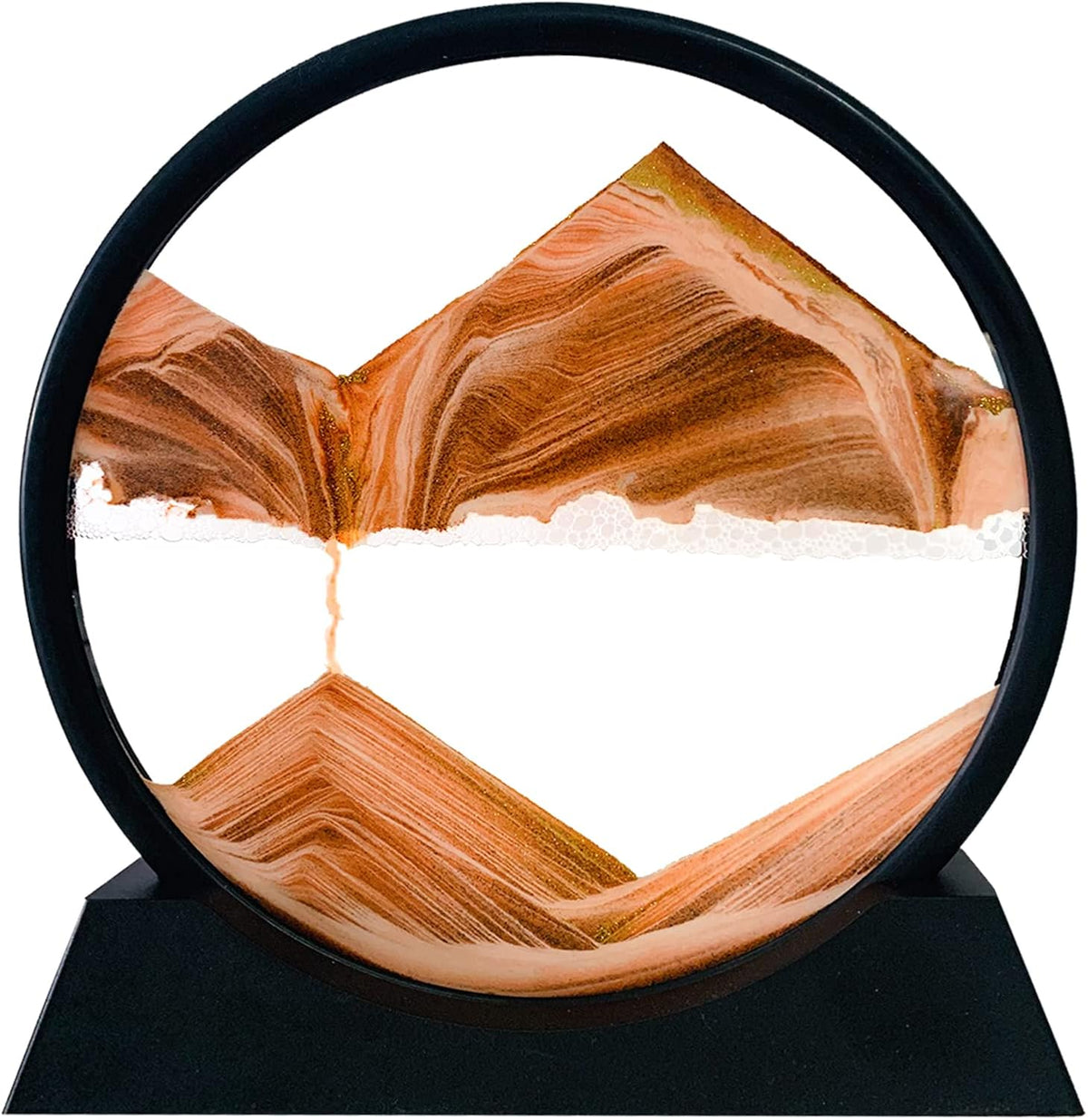Moving Sand Art Picture Decor, 3D Deep Sea Sandscape Liquid Motion, Round Glass Frame Display Flowing Sand (Black, 7) Pack of 2 P27132