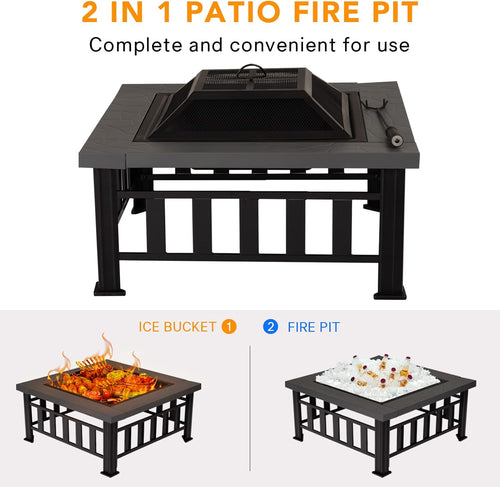 34 Square Metal Fire Pit Table X506735