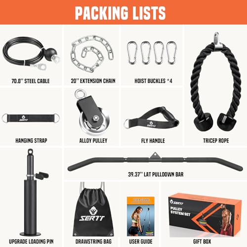 Cable Pulley System Gym with LAT Pull Down Bar and Loading Pin O450