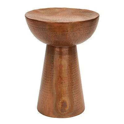 Bronze Hammered Metal Pedestal Accent Table V435