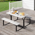 Light Gray Heavy-Duty Outdoor Picnic Table Set R767168