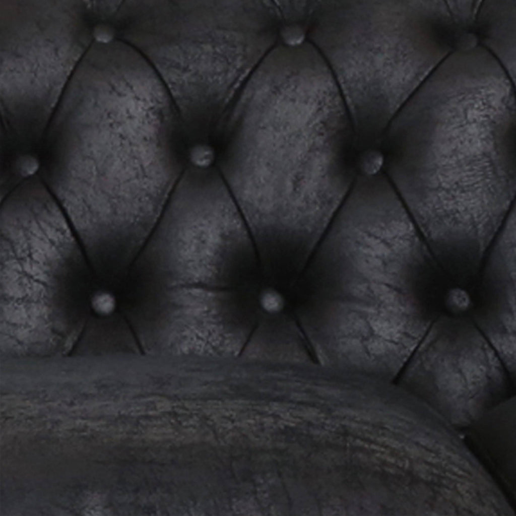 Navy Blue Tufted Microfiber Sofa with Scroll Arms R187265