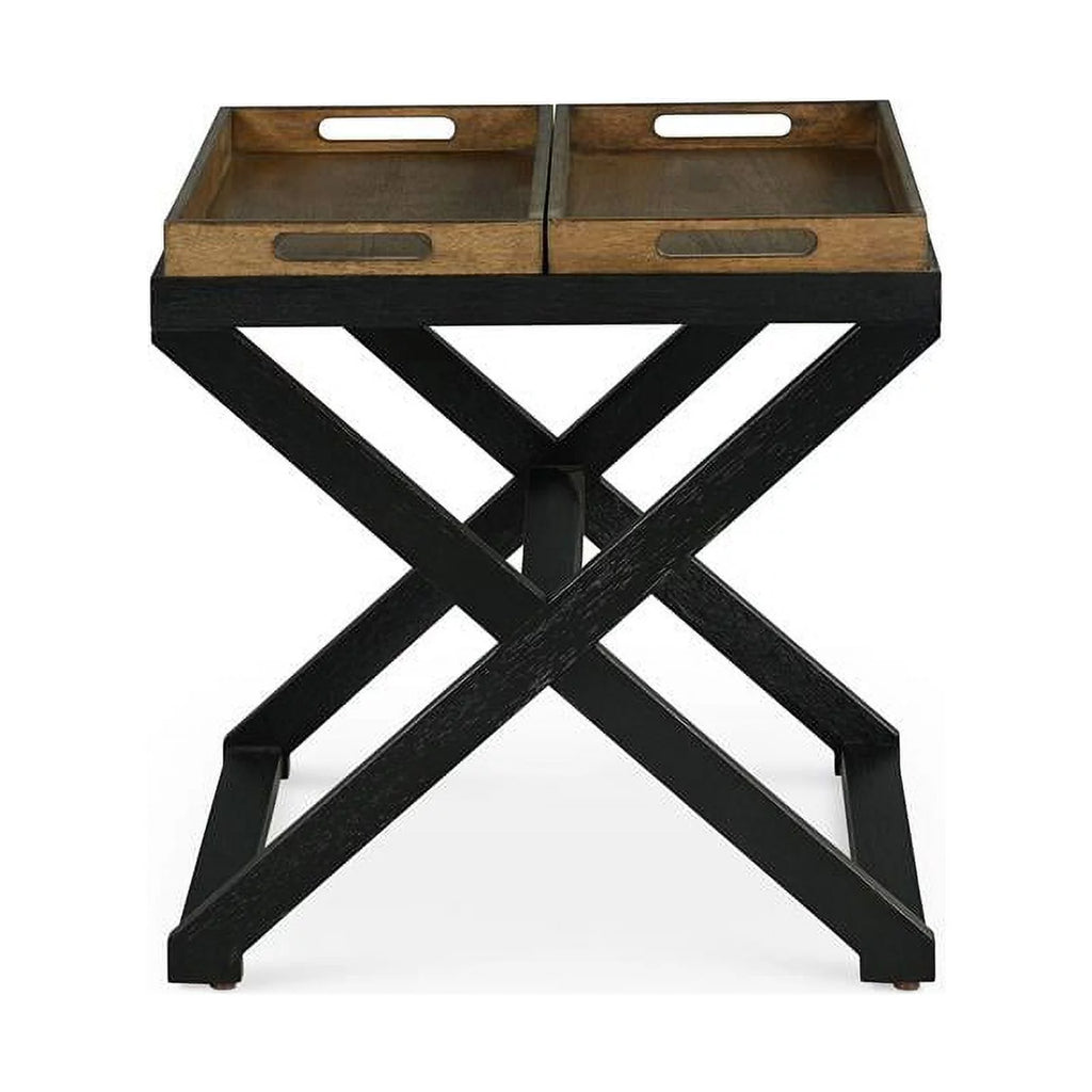 Walnut and Ebony Solid Wood End Table Q702271