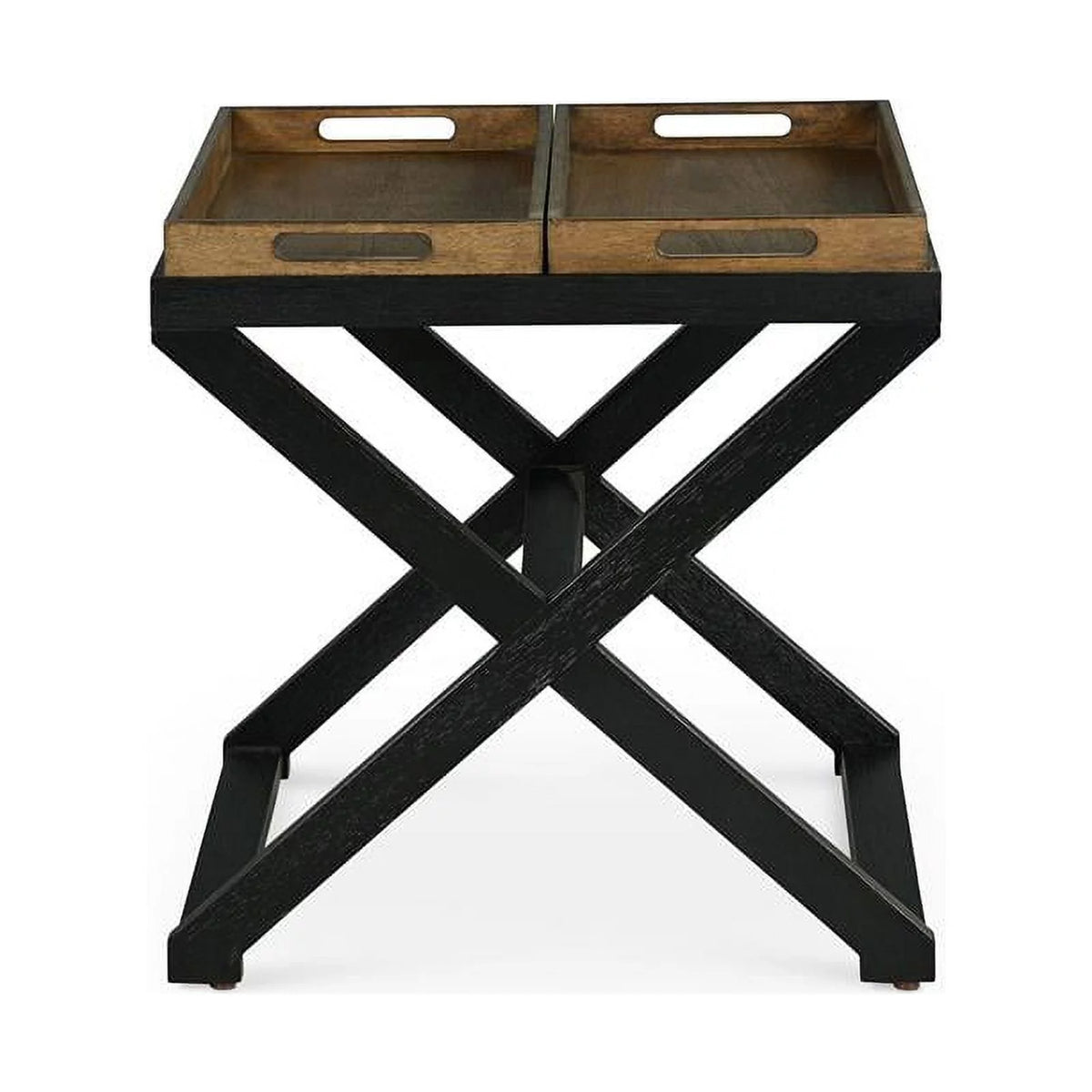 Walnut and Ebony Solid Wood End Table Q702271