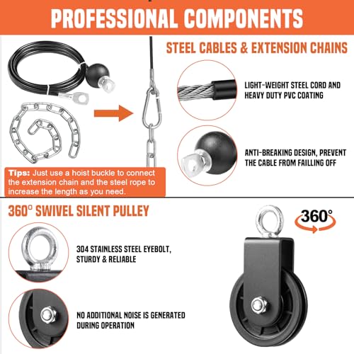 Cable Pulley System Gym with LAT Pull Down Bar and Loading Pin O450