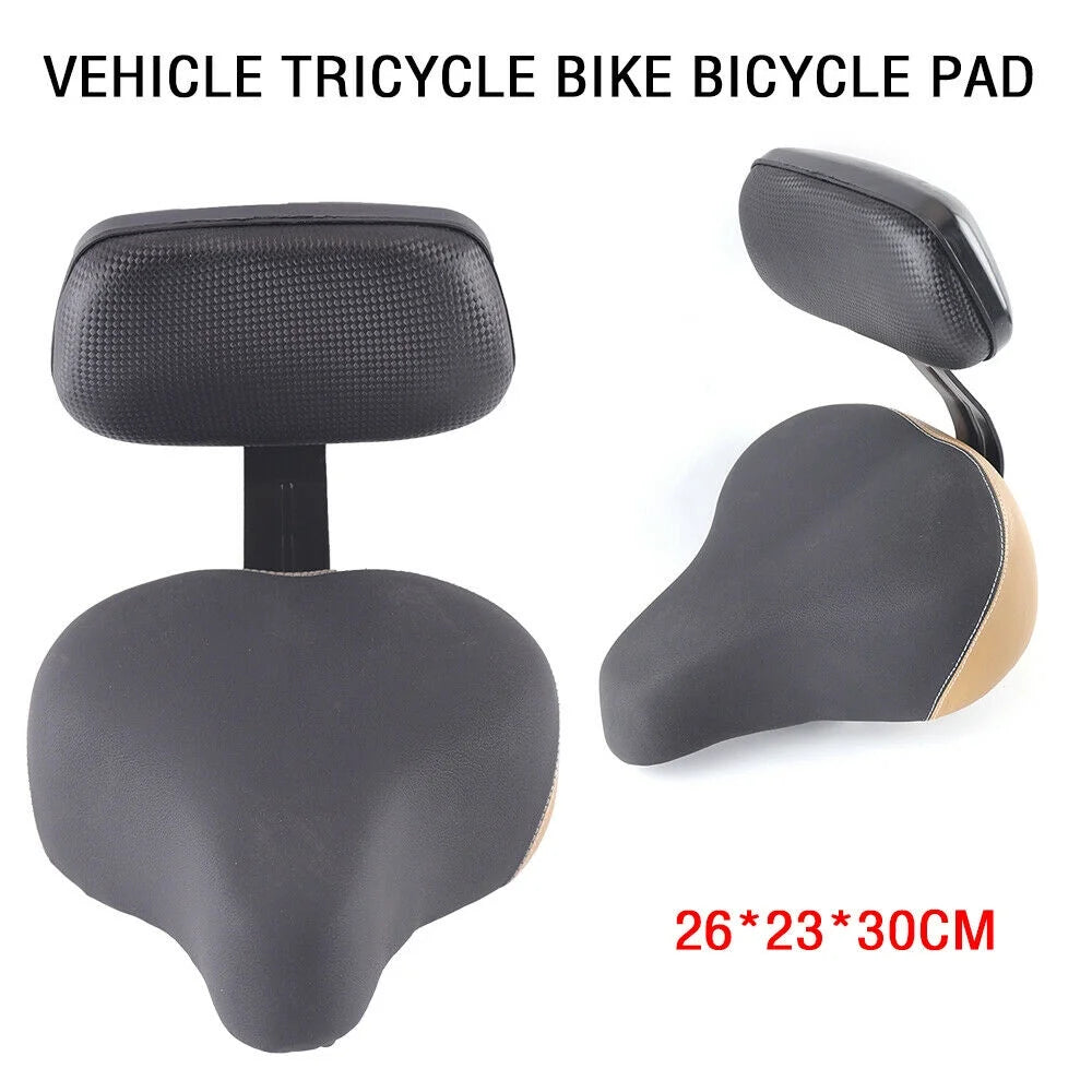 Black Comfort Bicycle Seat Saddle with Soft Back Rest 12" x 10" P833