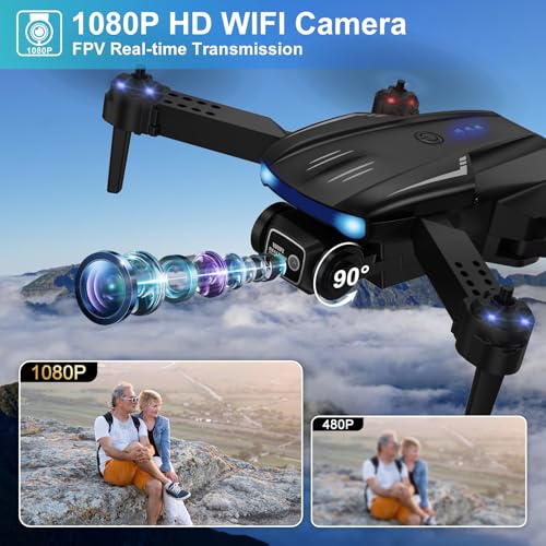 Foldable FPV Drone with 1080P HD Camera, 2 Batteries B1443