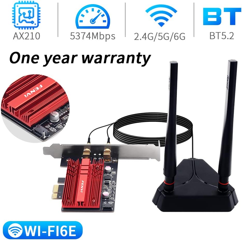 WiFi 6E PCI-E Network Card Tri-Band BT5.2 Wireless Gigabit 802.11ax MU-MIMO PCIe WiFi Adapter with High Gain Antenna Pack of 2 U535