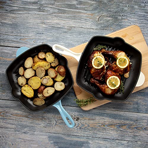 Enameled Cast Iron Square Griddle Grill Pan, 11-Inch, Cream E438713