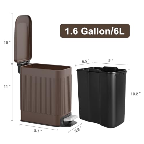 Slim Stainless Steel 6 Liter Trash Can with Lid Z18275