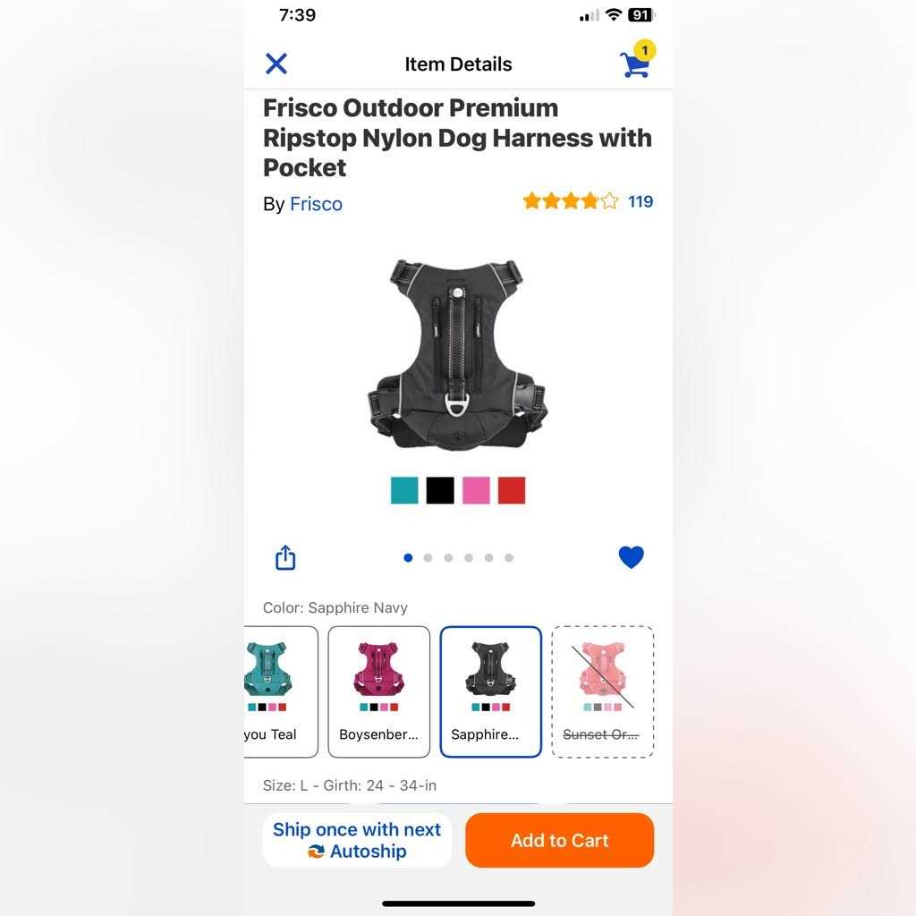 Ripstop Dog Harness with Expandable Pocket T5626