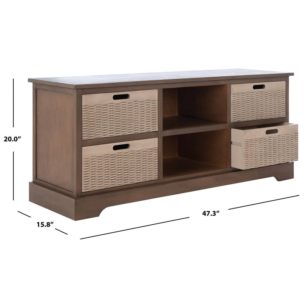 4 Drawer Distressed White Media Stand T5798