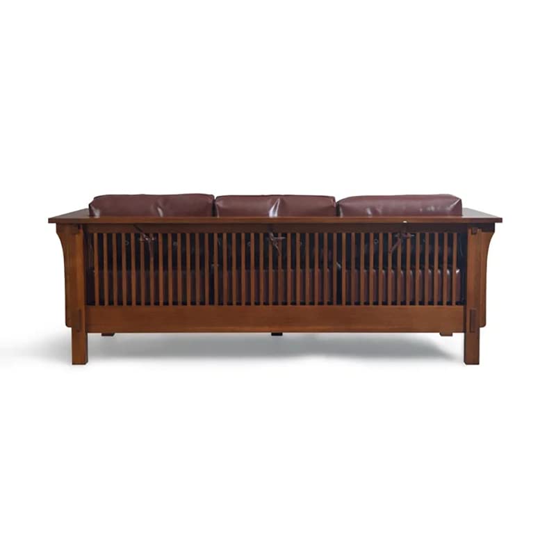 Solid Quarter Sawn White Oak and Leather Cushions Sofa X57139
