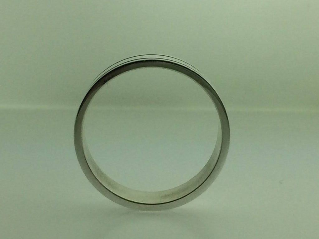 Polished Sterling Silver 6mm Double Black Groove Wedding Band 6.5 Z42197