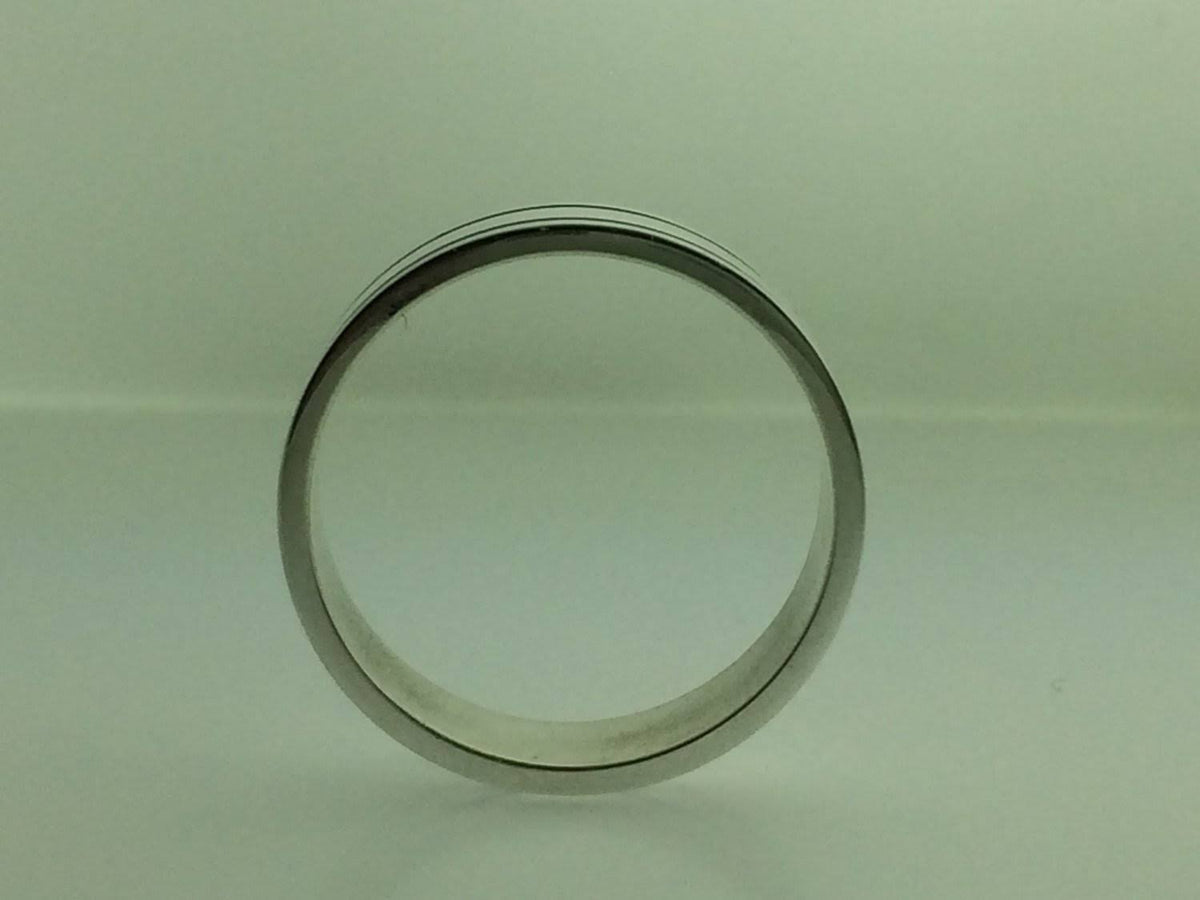Polished Sterling Silver 6mm Double Black Groove Wedding Band 6.5 Z42197
