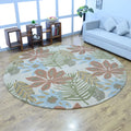 Hand Tufted Floral Wool Round Area Rug Cream 8'x8' X266261