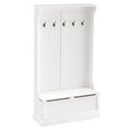 White 3-In-1 Entryway Hall Tree with Storage Bench T4816
