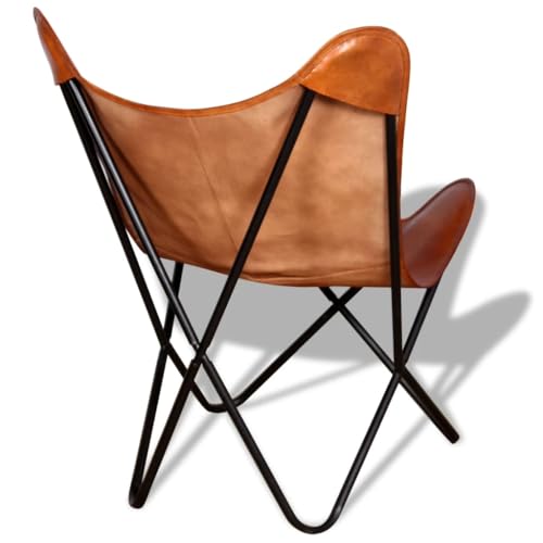 Brown Real Leather Butterfly Chair H64703