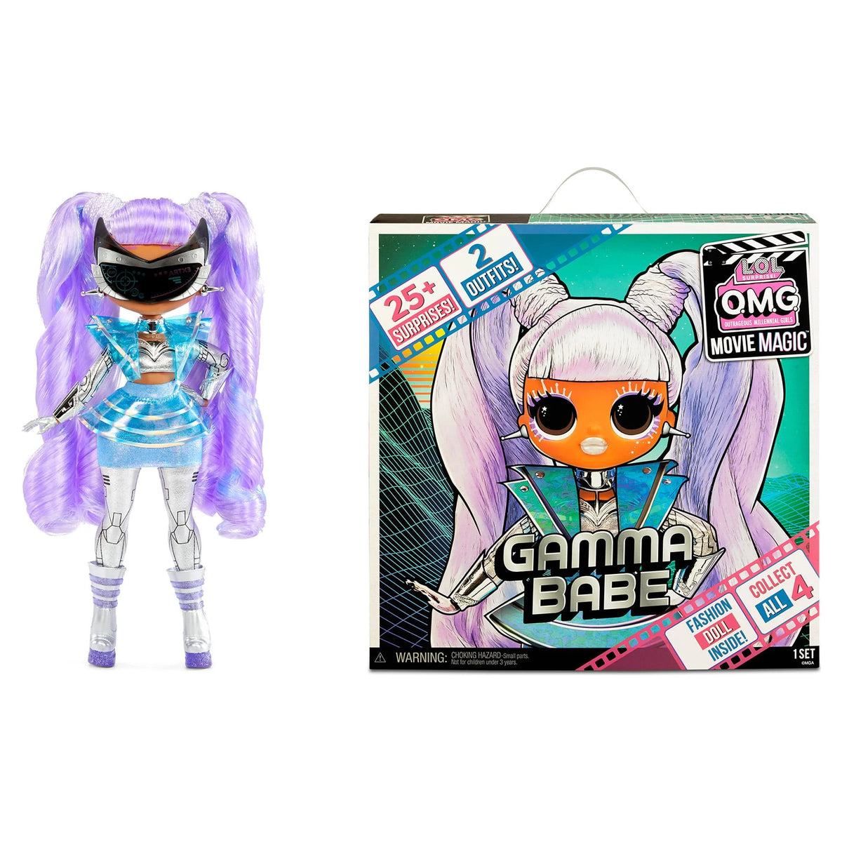 Fashion Doll with 25 Surprises including 2 Fashion Outfits, 3D Glasses, Movie Playset L4024