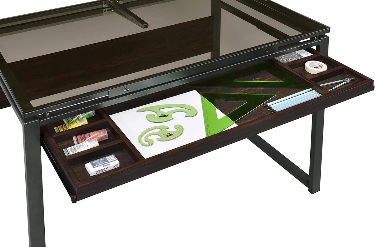 Dark Gunmetal and Chestnut Drafting Desk Q829501