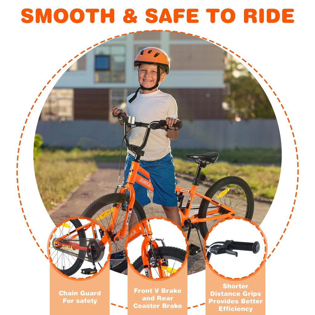 20 Inch Single Speed Boys Bike with Steel Frame Orange Q237