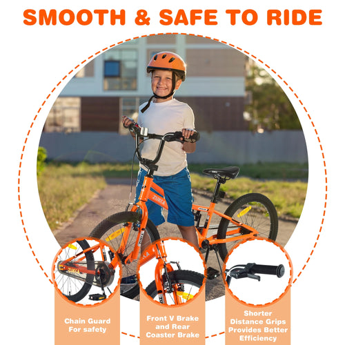 20 Inch Single Speed Boys Bike with Steel Frame Orange Q237