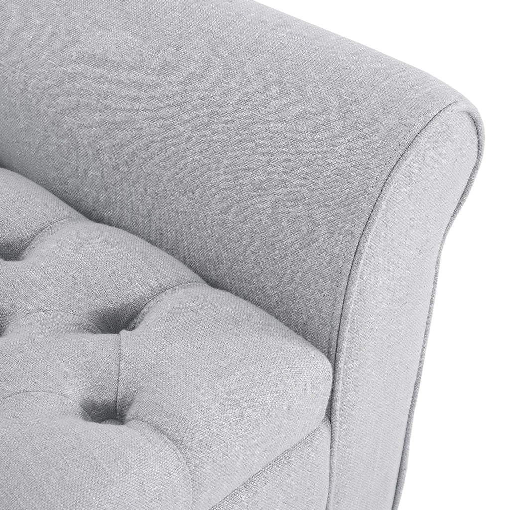 Light Gray and Dark Brown Fabric Storage Ottoman Bench O396