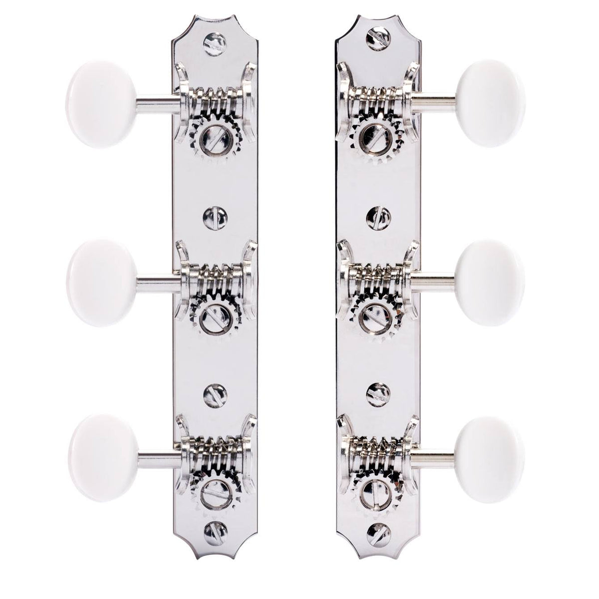 Restoration Tuners for Solid Peghead Guitar with Scallop-end, Bright Nickel N147532