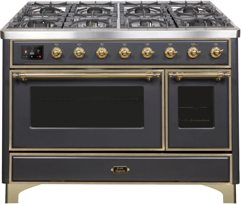 48 Dual Fuel Natural Gas Range Matte Graphite Brass Trim N9522