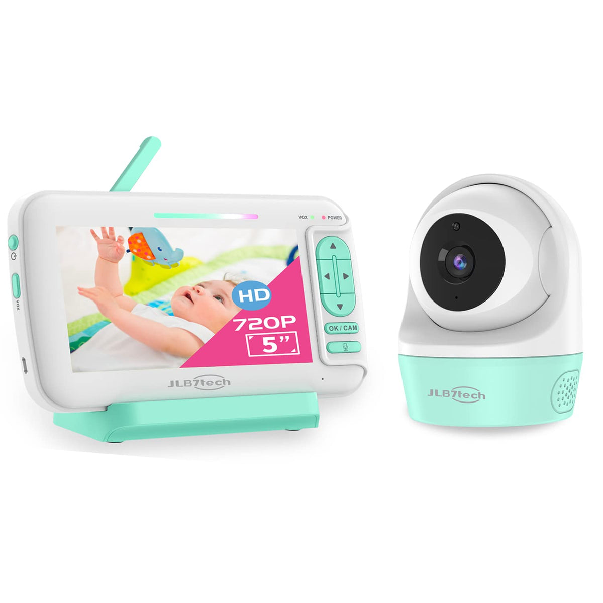 5" 720P HD Video Baby Monitor with 1 Remote Camera, Remote Pan/Tilt/Zoom, Two-Way Audio, Auto Night Vision C702