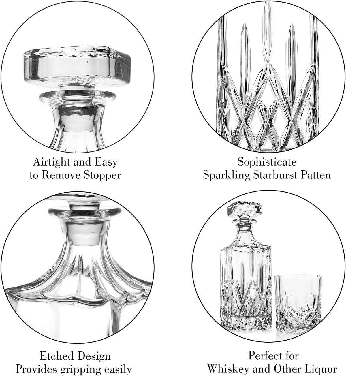 Lead-Free Crystal Whiskey Decanter with Glass Stopper L133
